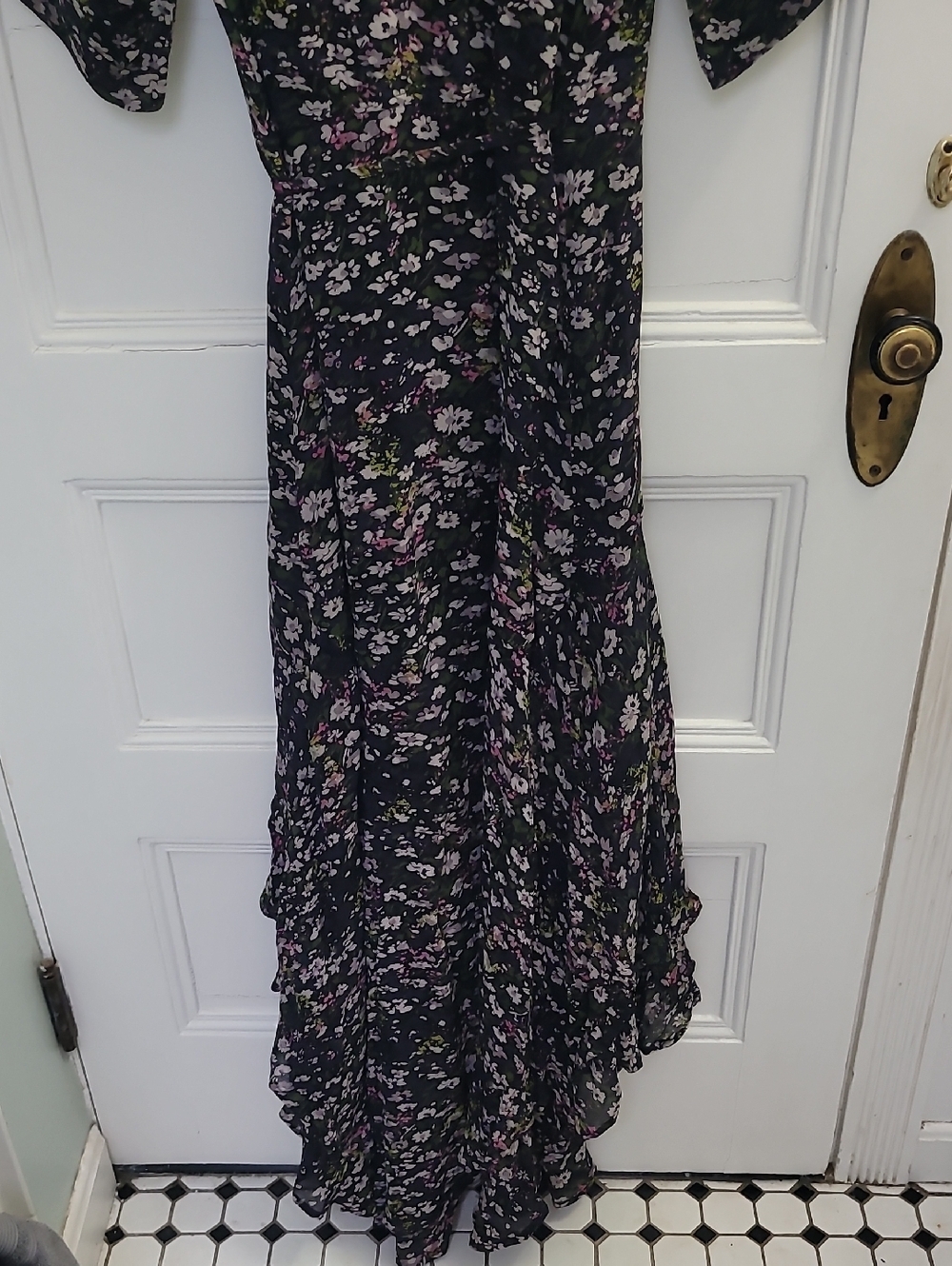 GANNI Crepe Wrap Dress EU34 US4 S Floral Print Asymmetric V-Neck NWT - Picture 11 of 13